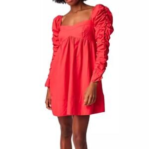 Free People Size S Lindsay Babydoll Dress Coral Orange Cruise Resort Coastal